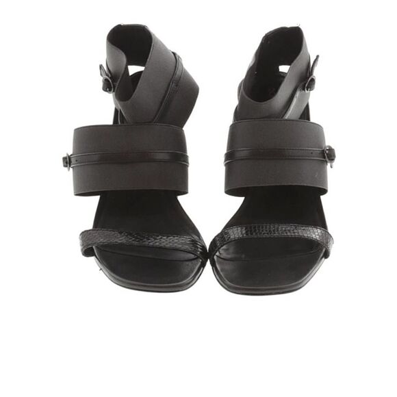 Donald Pliner Buy Black Ankle Strap Black Chunky High Heel Leather Sandals 9.5 - Picture 3 of 11